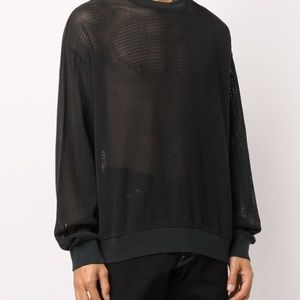 Stussy pigment dyed mesh sweater black Large